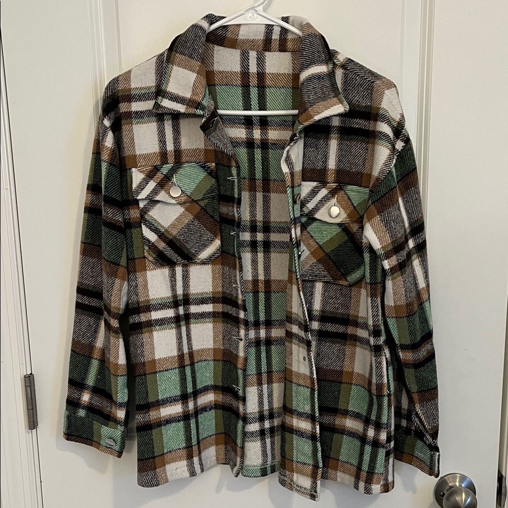Plaid Women's Jacket in Green and Brown